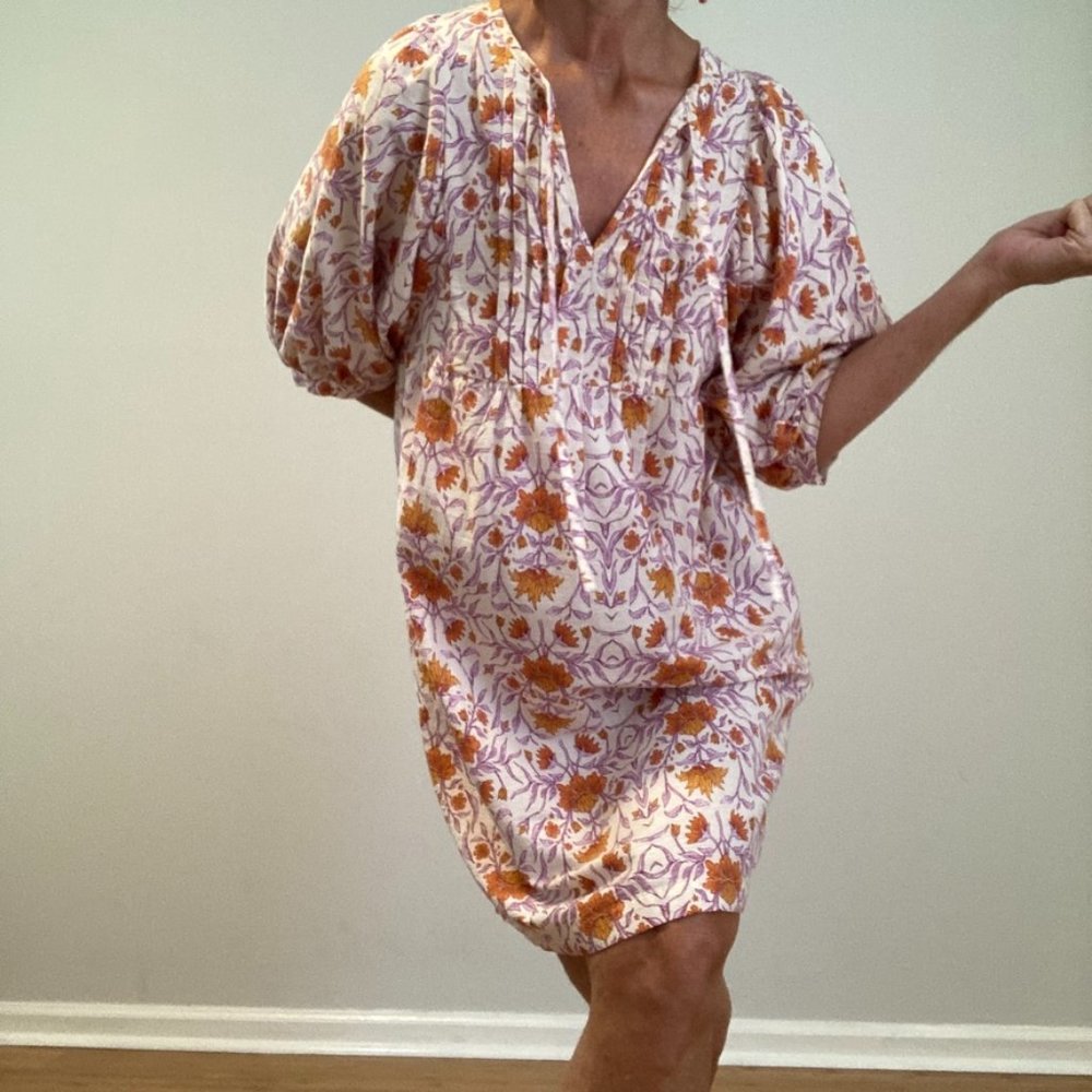 Mini Dress Large Cream, Pink & Orange